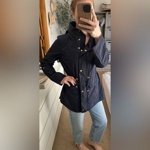 Cole Haan Signature Womens Lightweight Packable Raincoat in Blue Indigo